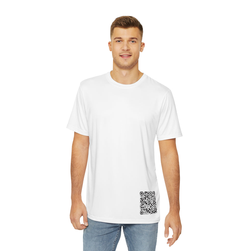 KOADZ Men's QR Code Polyester Tee, Trendy AOP T-Shirt, Unique Graphic Shirt for Casual Wear, Birthday Gift, Summer Style