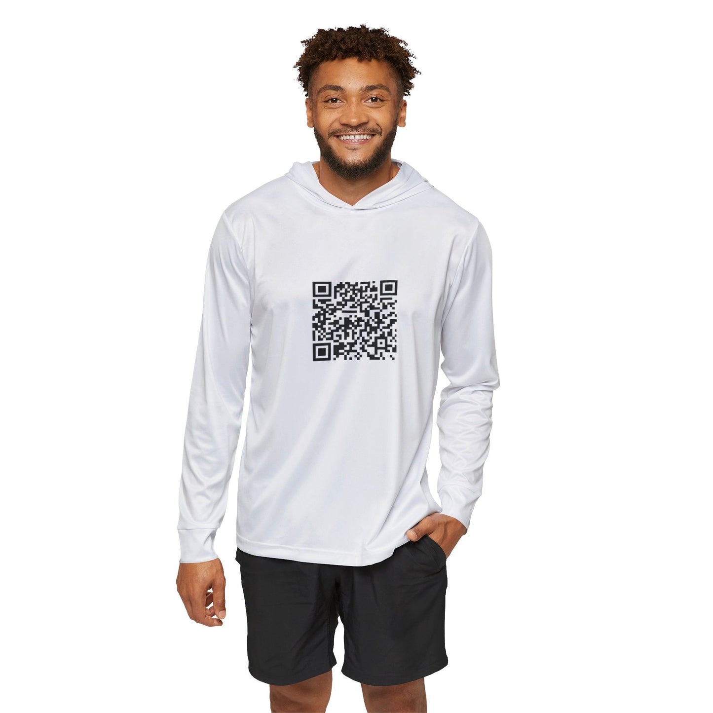 Men's Sports QR Code Workout Hoodie, Fitness Apparel, Athletic Warmup Top, Casual Sportswear, Unique Gift for Gym Enthusiasts