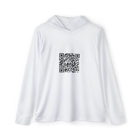 Men's Sports QR Code Workout Hoodie, Fitness Apparel, Athletic Warmup Top, Casual Sportswear, Unique Gift for Gym Enthusiasts