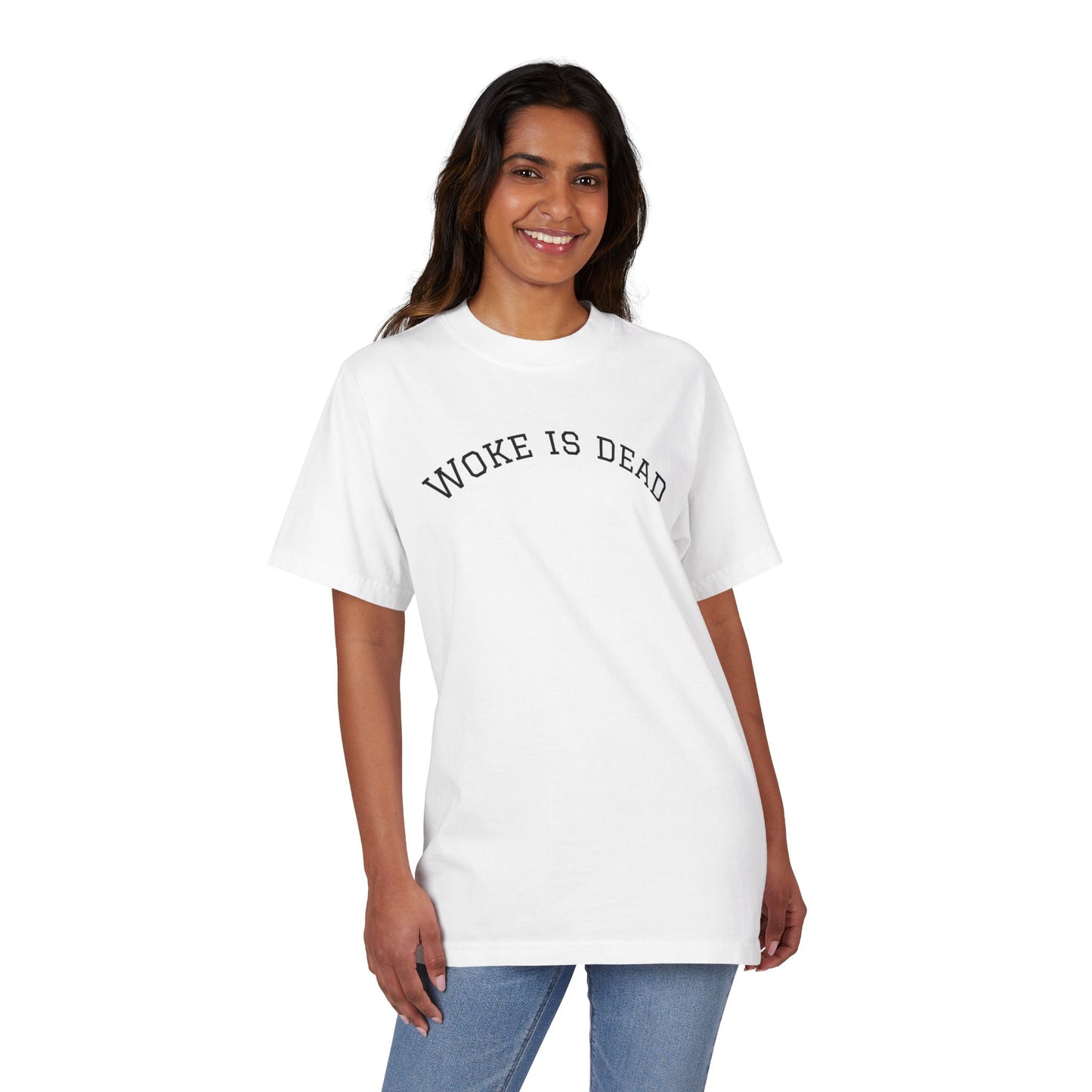 Trendy Graphic T-Shirt, Woke is Dead Quote Tee, Casual Streetwear, Gift for Social Activists, Unisex Fashion Statement
