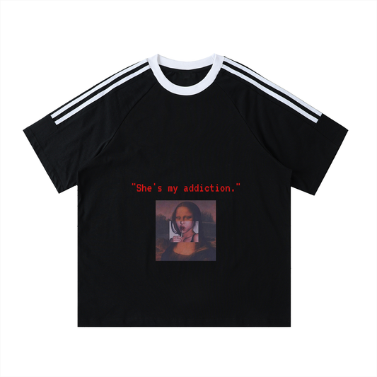 RENASISANCE REWIRED Contrast Tape Crewneck Cotton T-Shirt