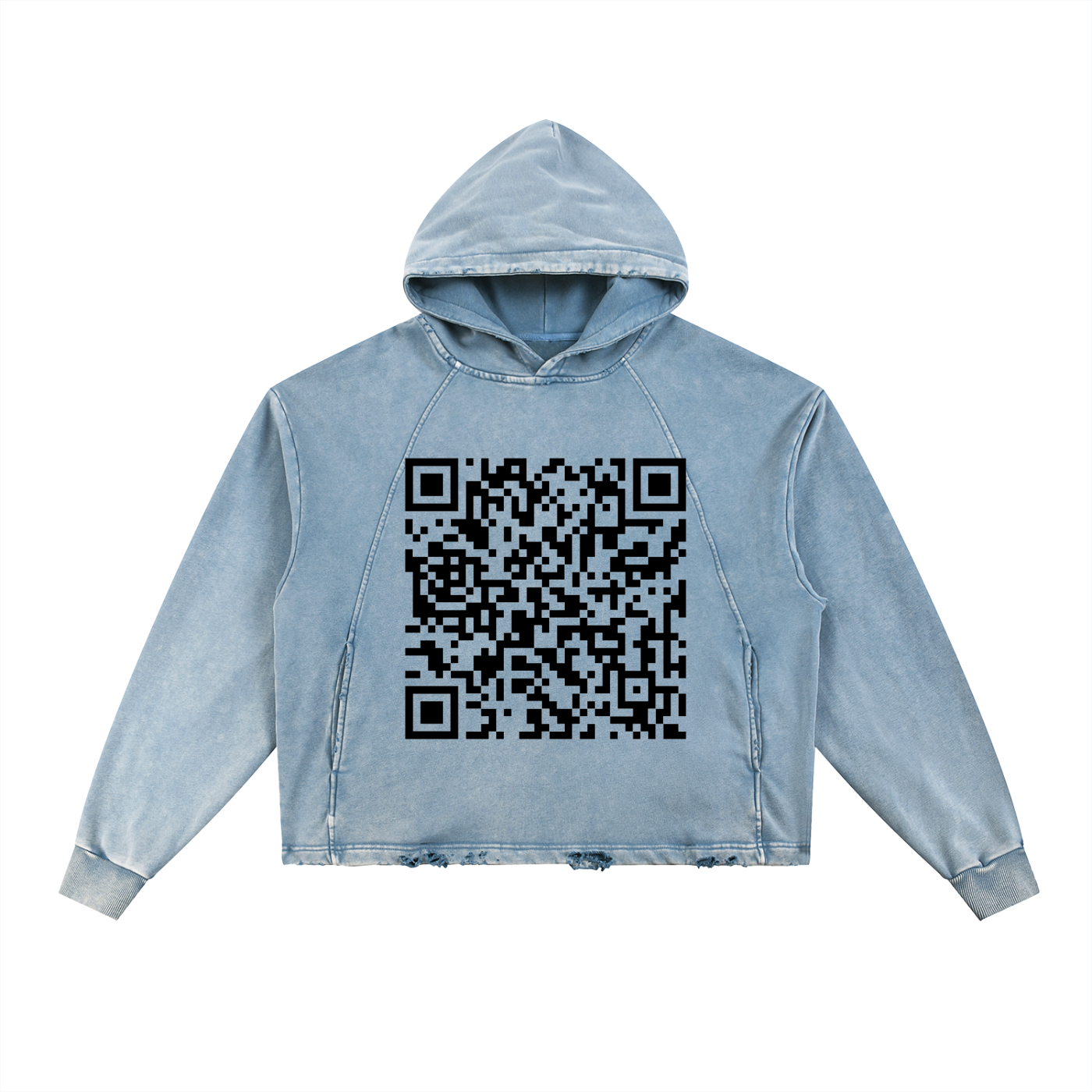 Vintage Washed Frayed-Hem Hoodie